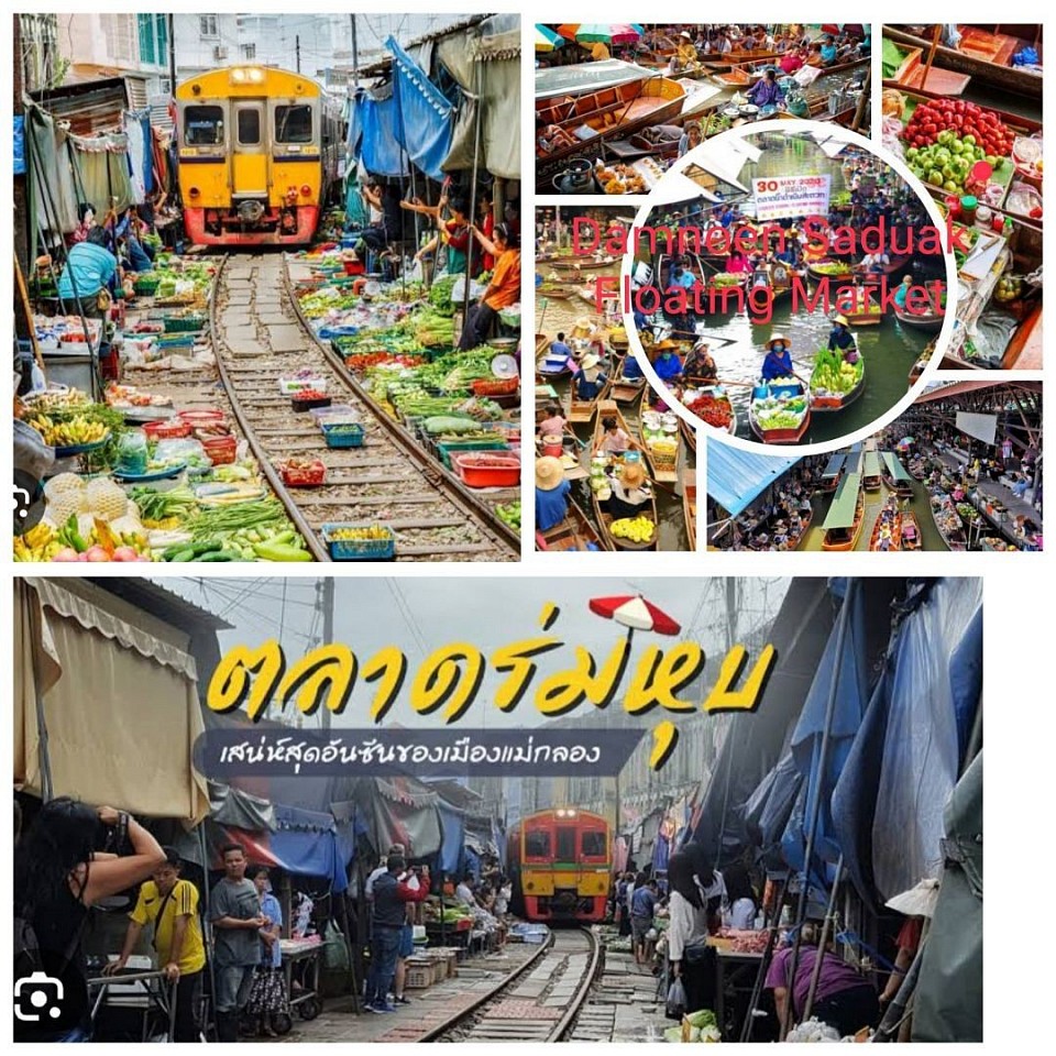 Damnoen Saduak Floating Market and Maeklong Railway Market